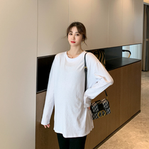 ZMA pregnant women with spring clothes and base shirts new loose spring and autumn long sleeves underpacked spring white t-shirt size