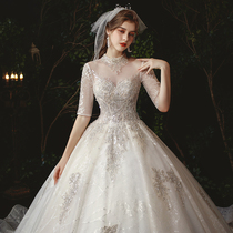 French main wedding dress 2021 new bridal temperament trailing forest starry sky light pregnant women luxury large size retro autumn and winter