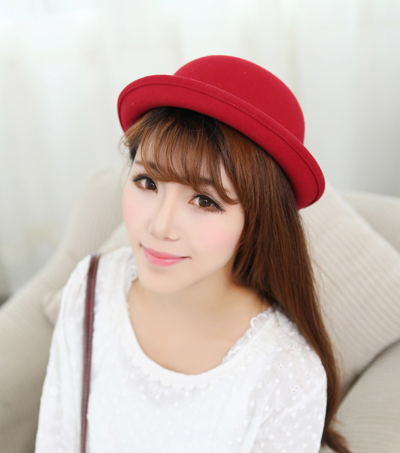 满45包邮 羊毛帽圆顶小礼帽纯羊毛帽子 毛呢小圆帽 小礼帽 礼帽