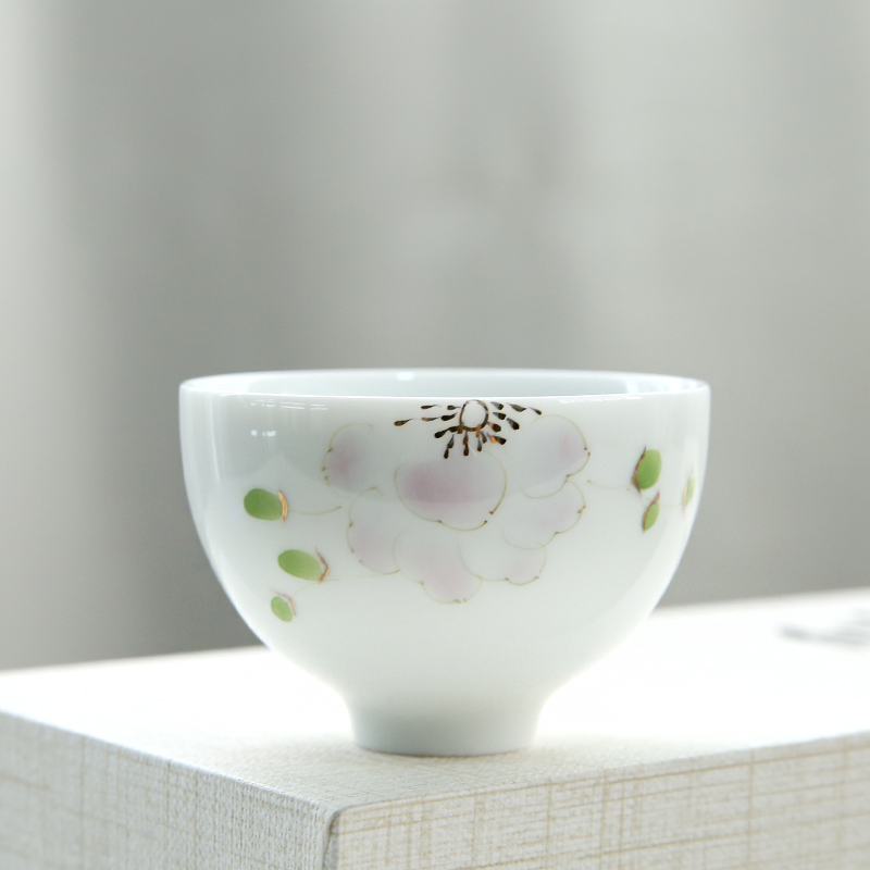 Su teacups hand - made flowers individual water cup eggshell porcelain ceramic kung fu master glass ceramic household gift boxes