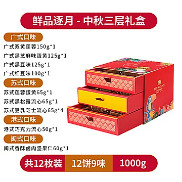 【返猫卡5元】鲜品屋流心月饼礼盒1000g[15元优惠券]-寻折猪