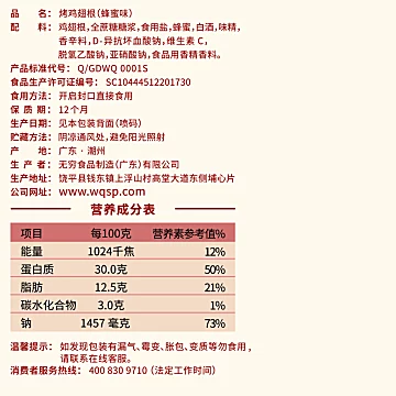 【加量不加价】无穷蜂蜜烤小鸡腿105g*3袋[1元优惠券]-寻折猪