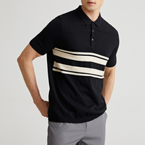 Blackmack Men's 2022 Summer New Collar Striped Knit Short Sleeve T-Shirt Men's Polo Bottoming Shirt 7717