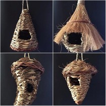(5) Handmade straw nests) Birds Nest Birdcage) Pastoral scene) Birdcage hanging wedding decorations