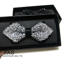 FXB handmade flash diamond childrens bow tie performance Student rhinestone bow boys performance bow tie