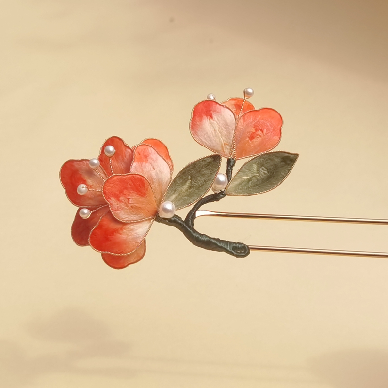 非遗掐丝绒花发簪成品复古汉服手工蚕丝盘发簪子古风明制簪子发饰