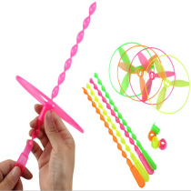 Double Fly Leaf Ground Stall Plastic Bamboo Dragonfly Hand Rubbing Bamboo Dragonfly Glowing Flying Celestial Fairy Traditional Nostalgic Children Toys