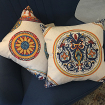 Italian Mediterranean cotton linen pillow Bar Cafe hipster Southeast Asian ethnic wind pillow waist pillow cushion