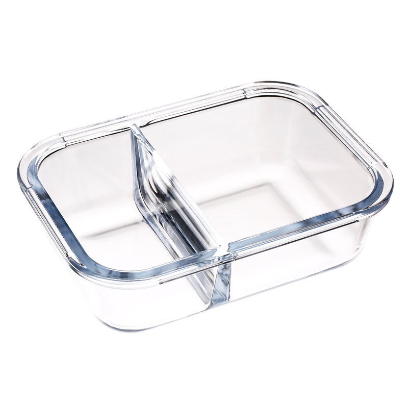 新品icook全隔断带分隔玻璃饭盒 微波炉保鲜盒分格便当密封碗带盖