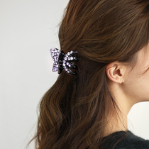 Bow Rhinestone Hair Catch Korean hairclip Hair Jewelry Top Clip Hairpin Simple Temperament Grab Clip Hairpin Headwear