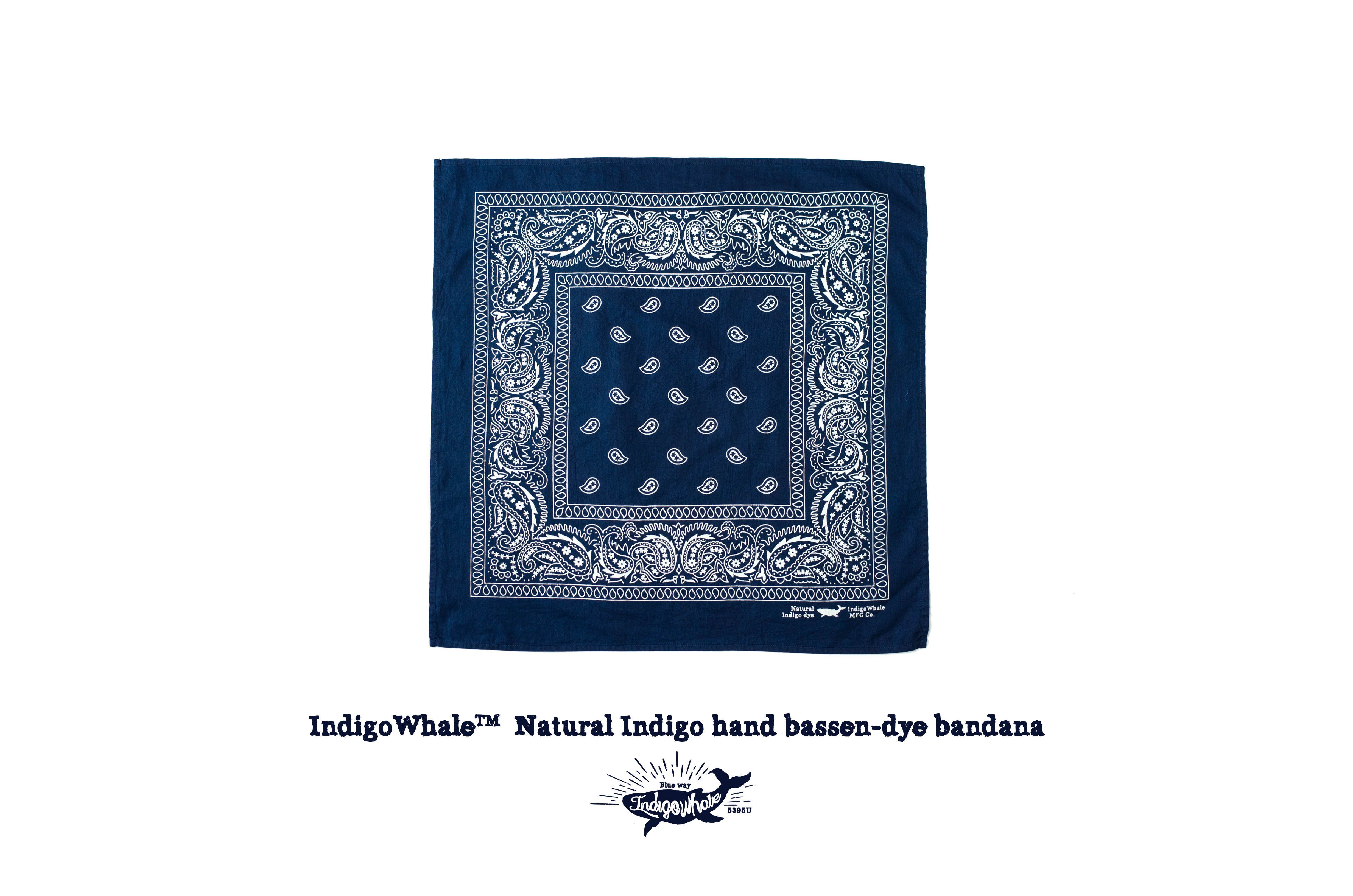 indigowhale 植物蓝染纯手工indigo拔染bandana美式复古方巾