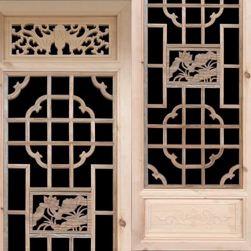 实木花格门窗 古典窗户 中式实木花窗 茶楼装修镂空花格窗户挂件