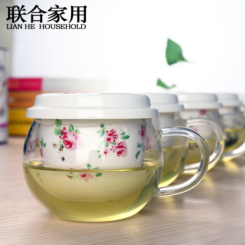 To be household glass cup flower tea cups with cover ceramic filter male office lady make tea cup