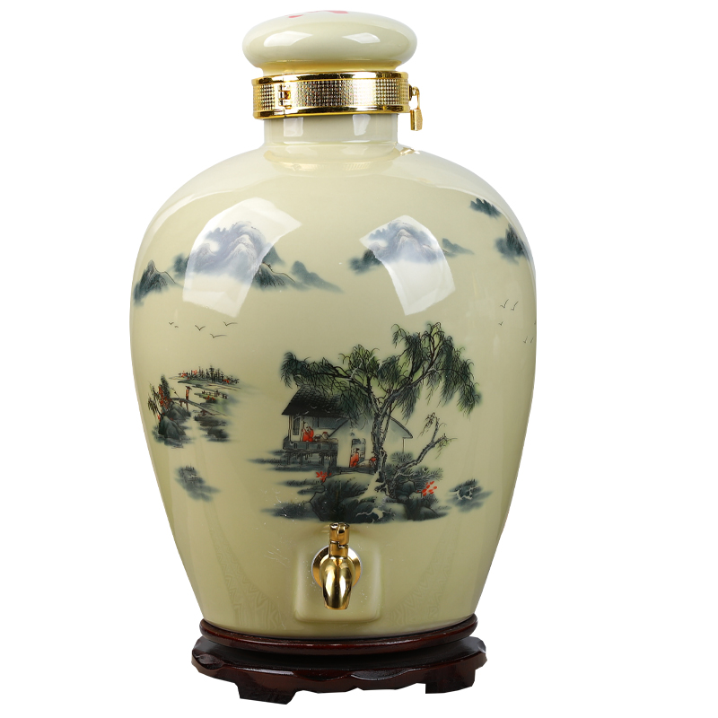 Home wine jar sealing of jingdezhen ceramic deposit flask furnishing articles with leading wine bottle is empty cylinder wine liquor jugs