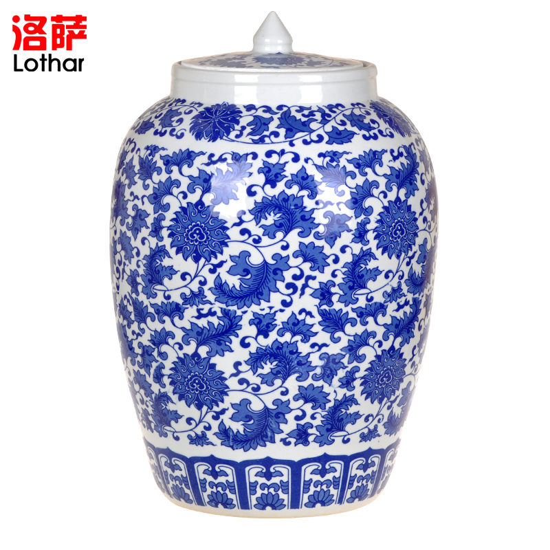 Jingdezhen ceramic carved words archaize barrel ricer box storage tank water tanks it 50 kg tea water meters store content box