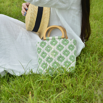 Tea Green Original Design Plume Handwoven Rope made of diy material bag