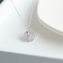 Because of the lack of Sting s925 sterling silver inlaid zircon geometric double-layer semicircular hollow wild necklace temperament round necklace