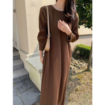 The Tandem Spot of Joo Korea Wrinkle Fabric Pure Color Temperament Good Wearing dress D