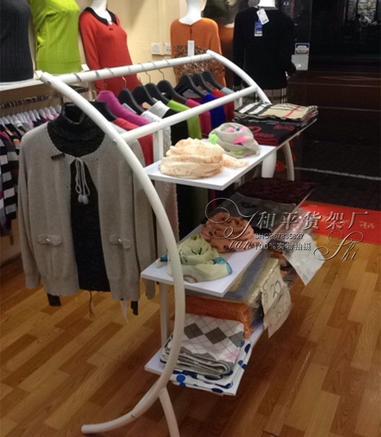 特价加厚落地半圆架服装店衣架展示架童装店货架女装店中岛架鞋架_7折