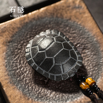 Stone hidden turtle shell tortoise shell hand piece Wujin Stone tea pet ornaments