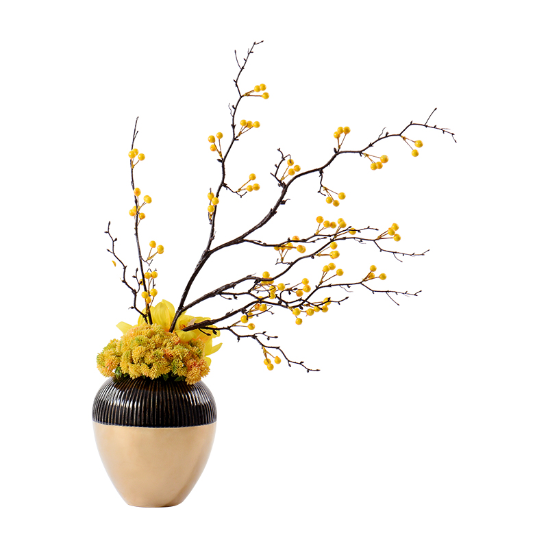 New Chinese style overall light floral key-2 luxury ceramic vases, yellow peach blossom put bonsai soft outfit example room estate home furnishing articles