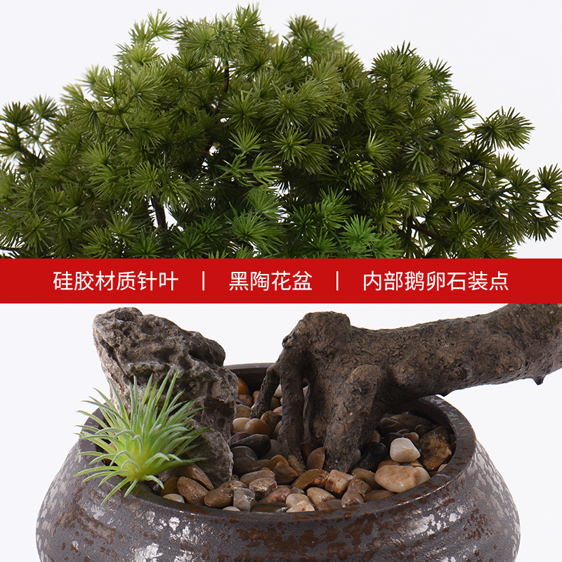 New Chinese style guest - the greeting pine bonsai place dry landscape example room micro landscape, green plant ceramic pot home decoration