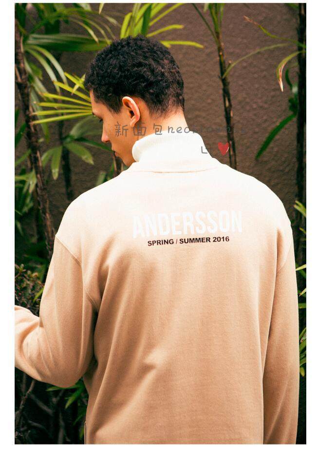 韩国正品潮牌直邮男女andersson bell宽松珊瑚粉黑蓝色棉拉链卫衣