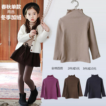 Girls  high neck base shirt Autumn and winter baby small medium large childrens velvet long sleeve T-shirt Foreign style base top