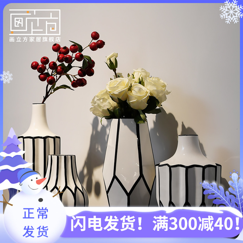 Furnishing articles sitting room cubic Nordic contracted origami ceramic vase dried flowers, flower arrangement, household decoration decoration