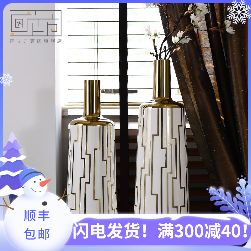 Painting cubic European modern creative ipads porcelain vase furnishing articles sitting room light dry flower show key-2 luxury home decorations