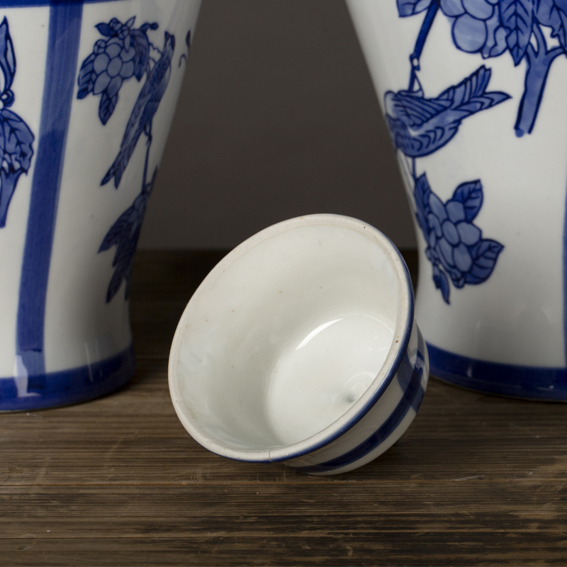 The rain tong household general | pot - bellied of blue and white porcelain jar jar marriage home furnishing articles ornaments of jingdezhen ceramic decoration blue and white