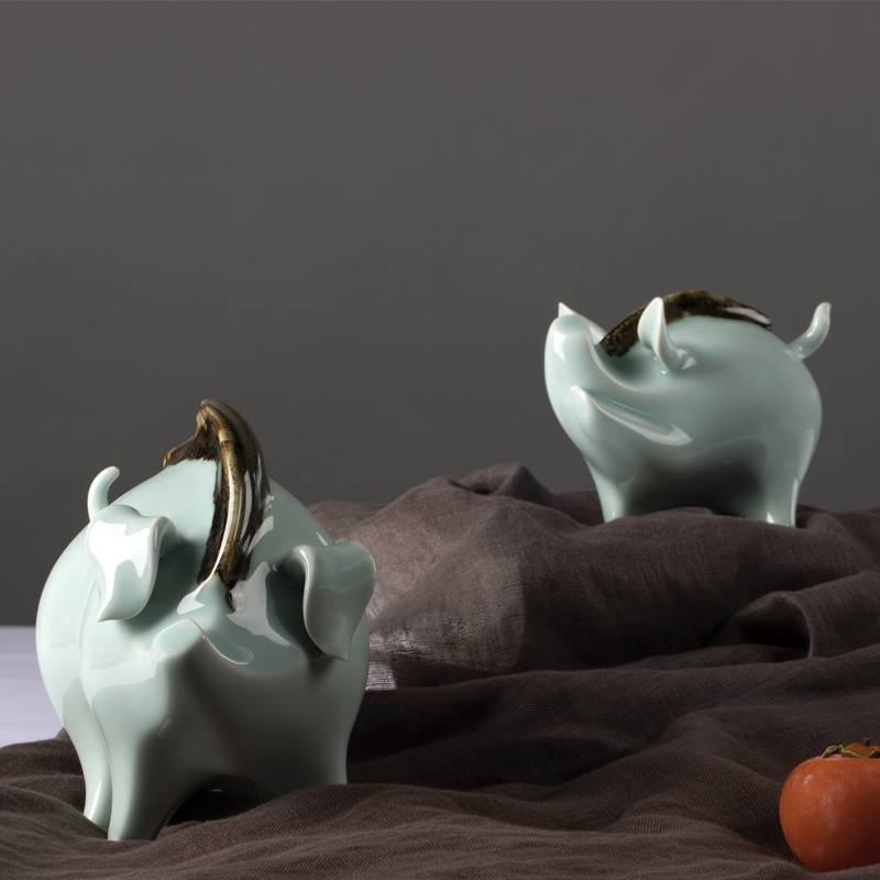 Jingdezhen ceramic pig furnishing articles celadon porcelain home sitting room ark adornment handicraft creative desktop furnishing articles