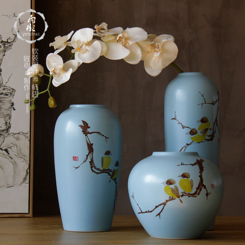 A three - piece ceramic vase temperature hydroponic jingdezhen ceramic vase sitting room place vase