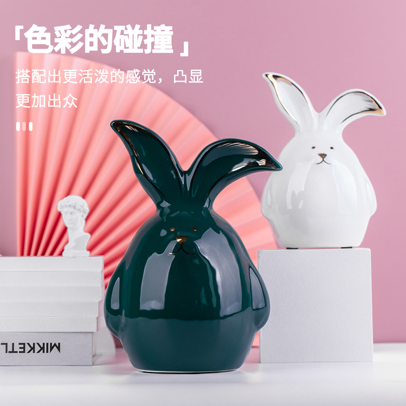 Ceramic rabbit northern wind small ornament adornment sitting room room study decoration household act the role ofing is tasted office furnishing articles