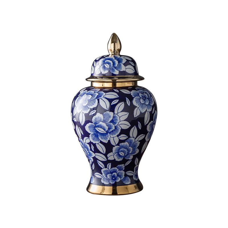 Jingdezhen ceramics big new Chinese style living room light key-2 luxury home furnishing articles of Chinese style of blue and white porcelain vase flower decorations