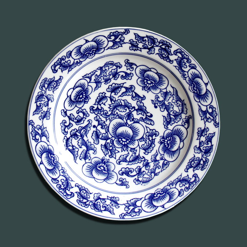 Jingdezhen blue and white hang dish European Mediterranean blue and white porcelain ceramic decoration plate plate household decoration furnishing articles