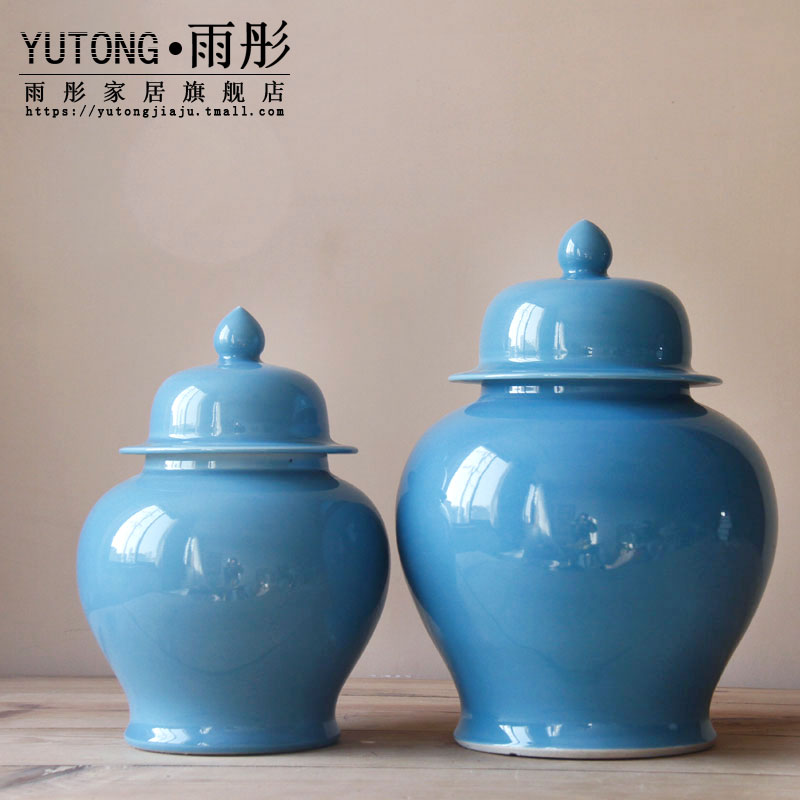 Rain tong home | home furnishing articles furnishing articles of jingdezhen ceramic blue beauty contracted atmospheric storage tank of pottery and porcelain