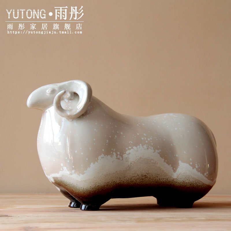 The rain tong home | jingdezhen ceramics up clay porcelain its creative home furnishing articles of Chinese zodiac sheep sitting room adornment