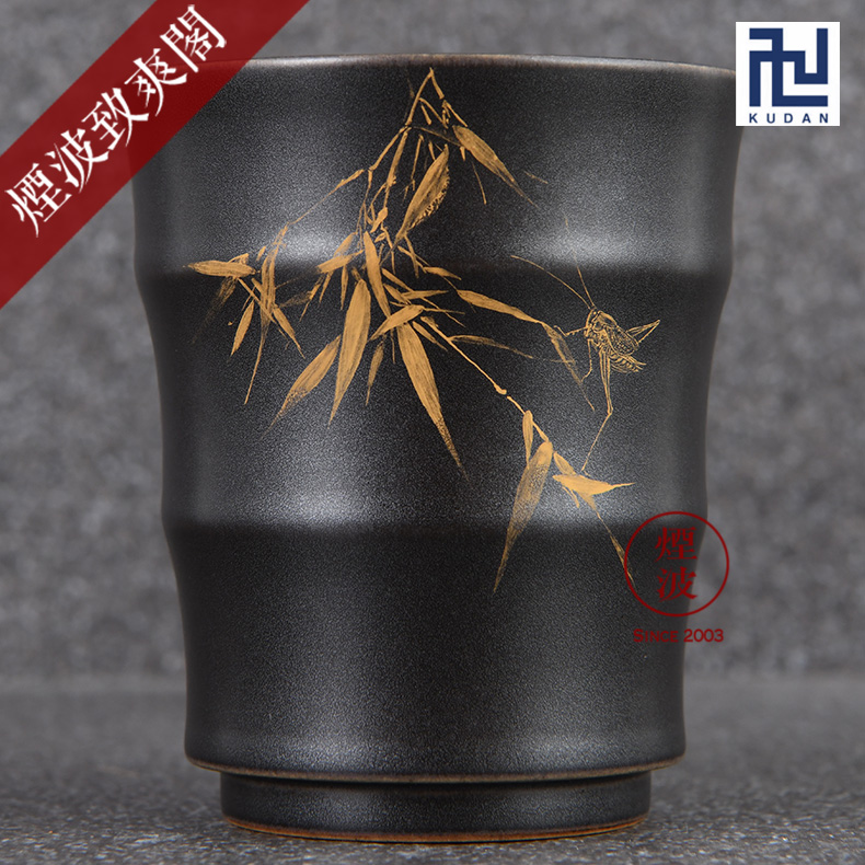 Those jingdezhen nine calcinations hand - made silver star burnt black glaze porcelain hand work report peaceful bamboo bamboo cups