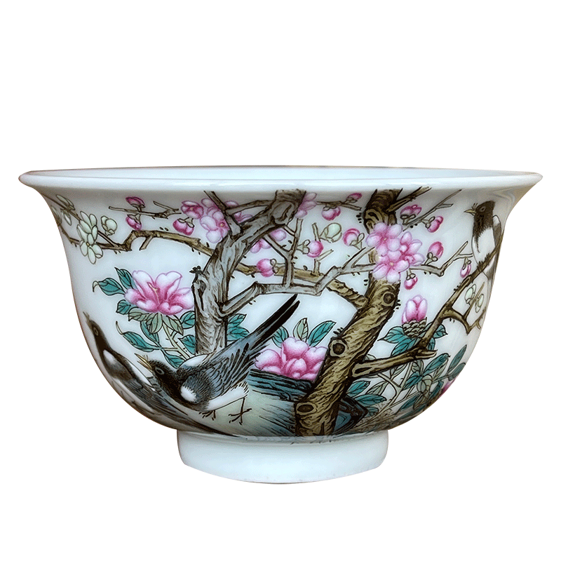 Jingdezhen spring auspicious jade Zou Jun up and colored enamel of eight new system bamboo stone painting of flowers and beaming koubei
