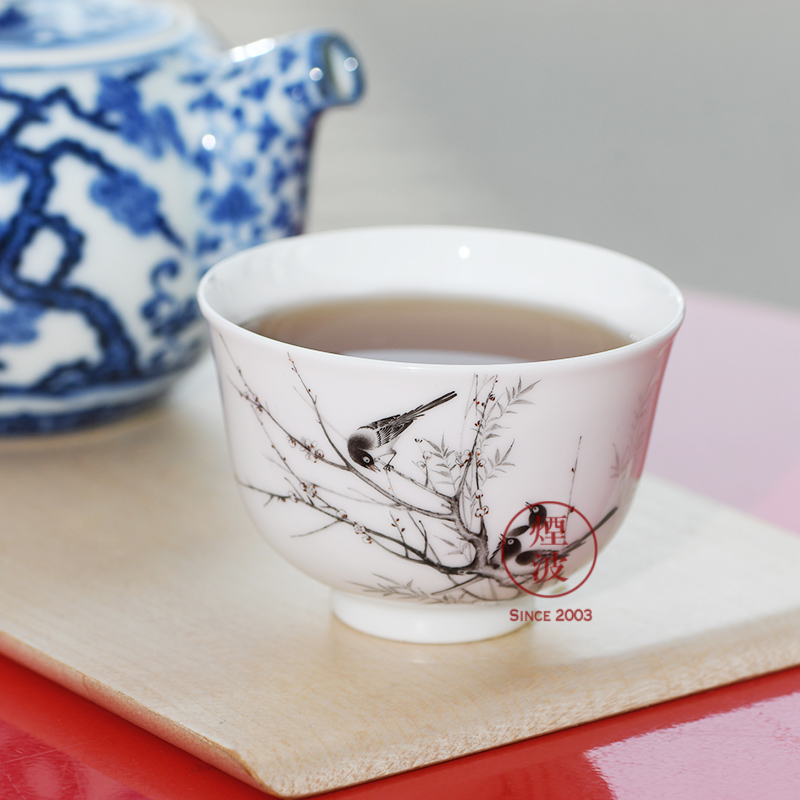 Jingdezhen nine calcinations color ink painters porcelain hand beaming keller cup sample tea cup