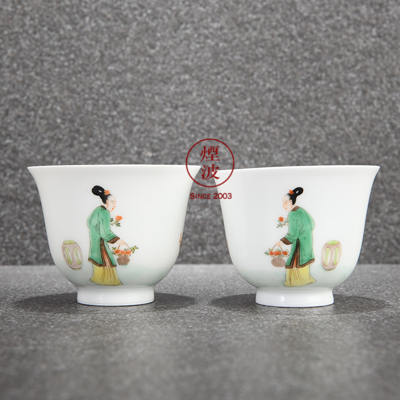 Those hand - made famille rose porcelain jingdezhen bo far hall collection model of traditional Chinese garden tea cup for cup