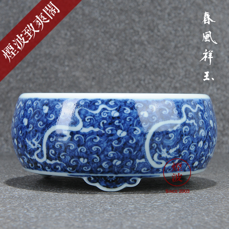 Those jingdezhen spring auspicious jade Zou Jun up system with blue and white porcelain meaty plant flowers, potted flower pot
