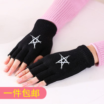 Gloves for men and women winter Korean half-finger warm Autumn Tide half-finger students without finger wool short gloves