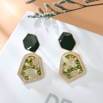 Personality earrings women irregular geometric niche design 925 silver needle stud earrings French creative stone-set simple earrings