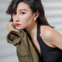 925 silver needle ballet girl stud earrings Female exquisite asymmetrical niche earrings Fan-shaped shell beads wild earrings