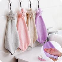 Hanging cute smiley face Coral velvet hand towel towel Kitchen thickened strong absorbent non-hairless rag dish cloth
