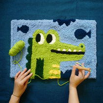 Russian poke embroidered carpet material bag handmade DIY little crocodile floor mat beginner embroidery home decoration