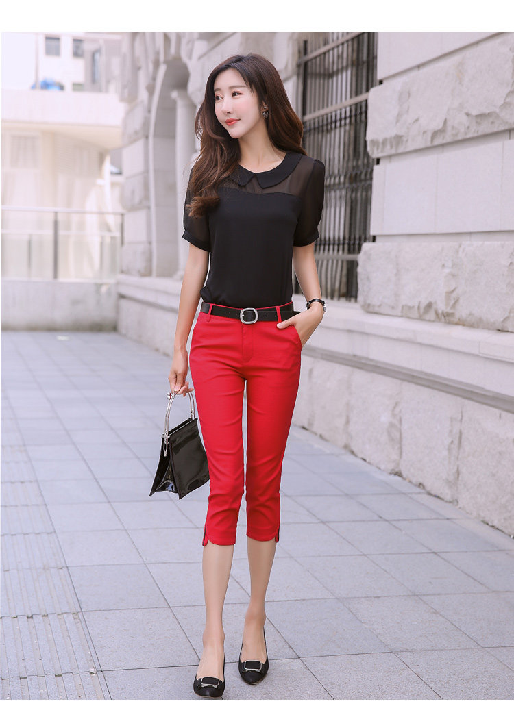 1071#七分裤女夏小脚裤休闲裤黑色显瘦7分裤女铅笔裤薄款西装中裤