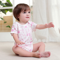 Baby cotton triangle ha coat men and women baby short sleeve T-shirt bag fart coat summer jumpsuit newborn climbing clothes spring and autumn